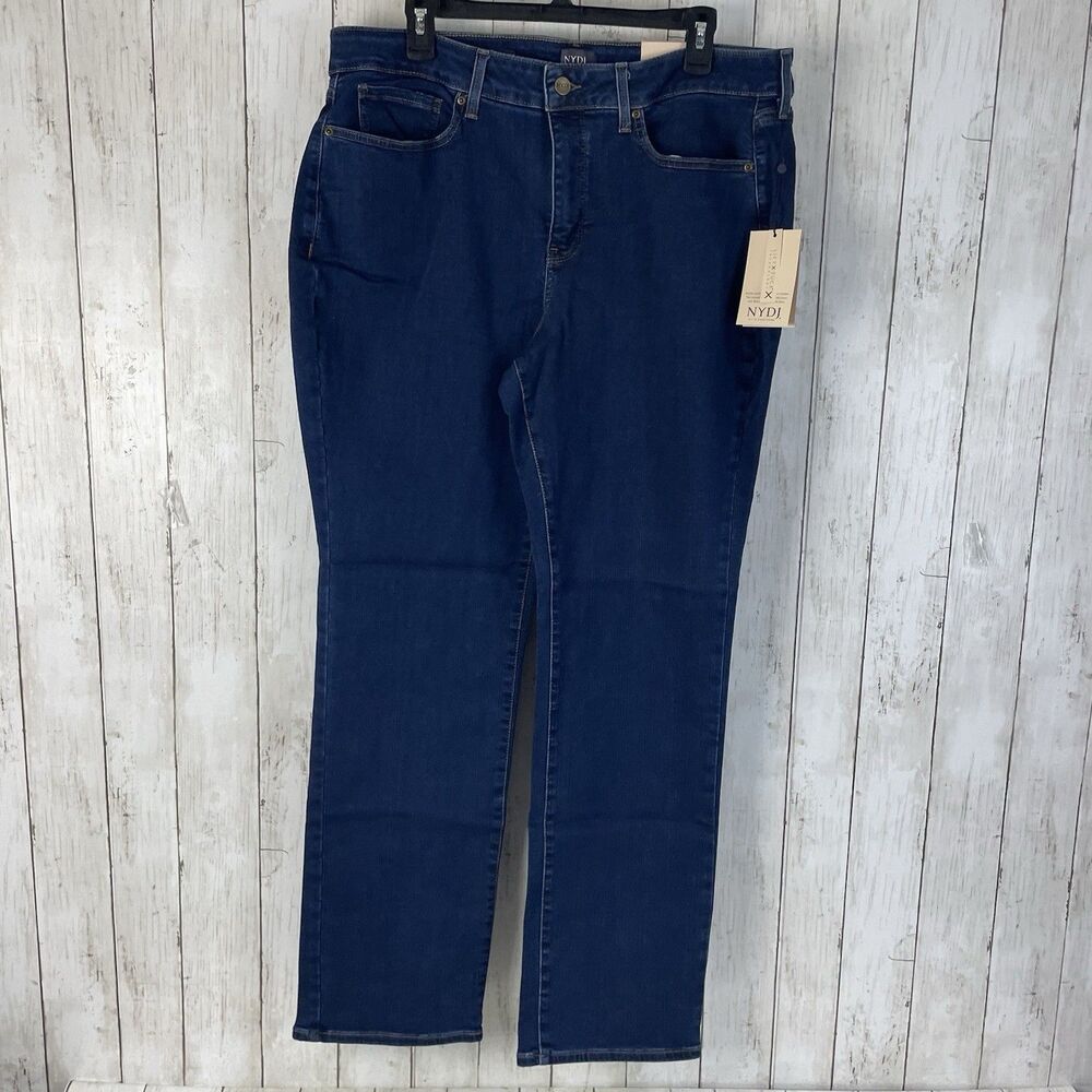NYDJ Marilyn Straight Jeans Womens 18W Dark Wash Quinn Lift Tuck Stretch Denim